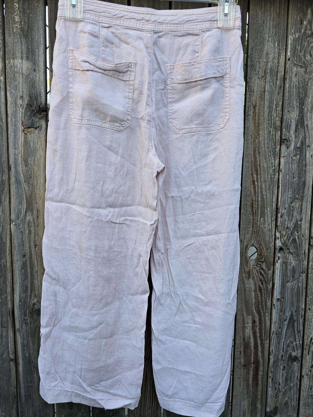 American Eagle Light Pink Drawstring Wide Leg Linen Pants Size 6 - Picture 10 of 14